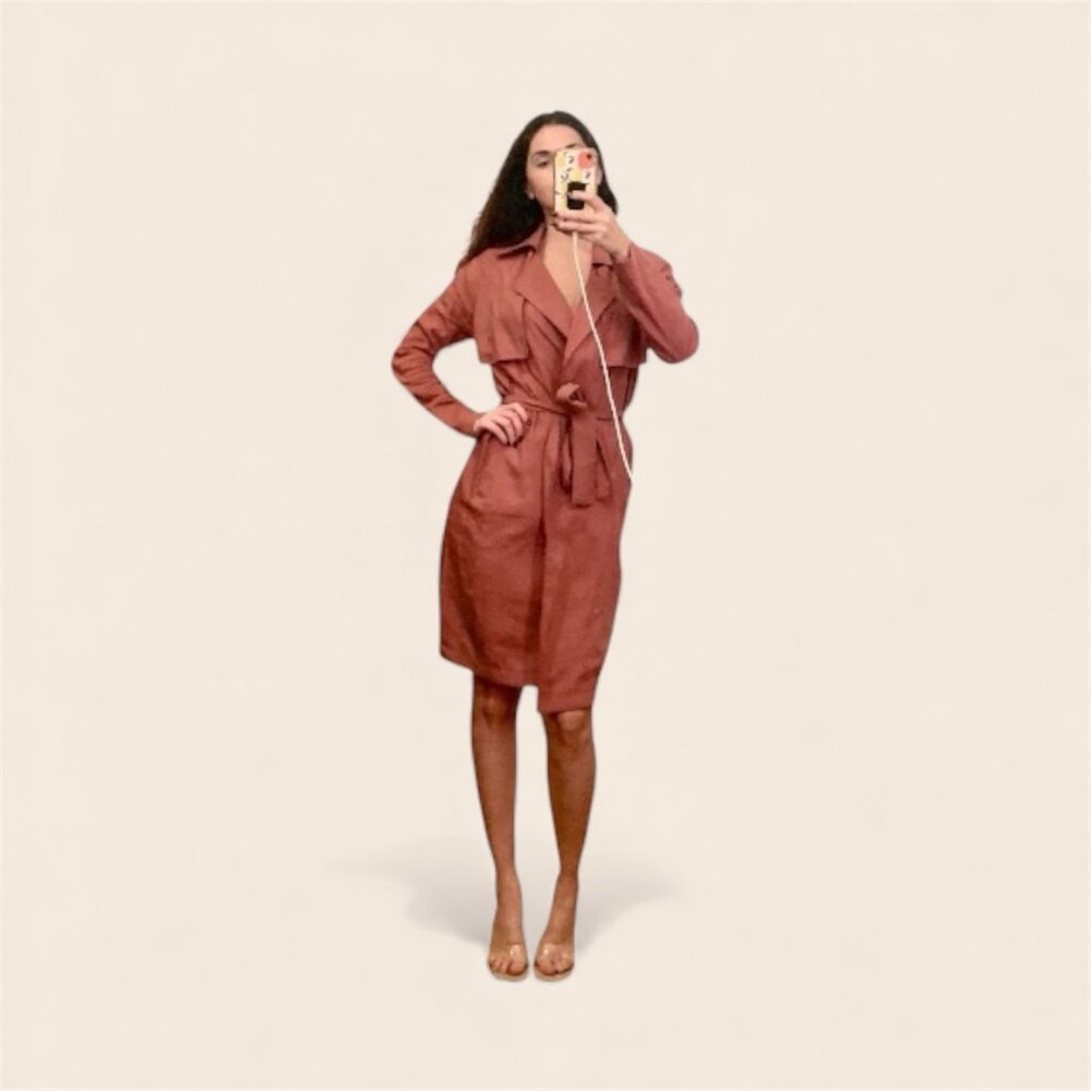 Light terracotta trench coat